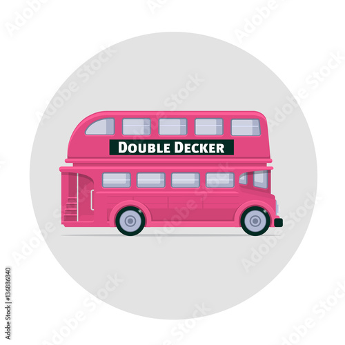 Vector double decker bus england icon illustration pink