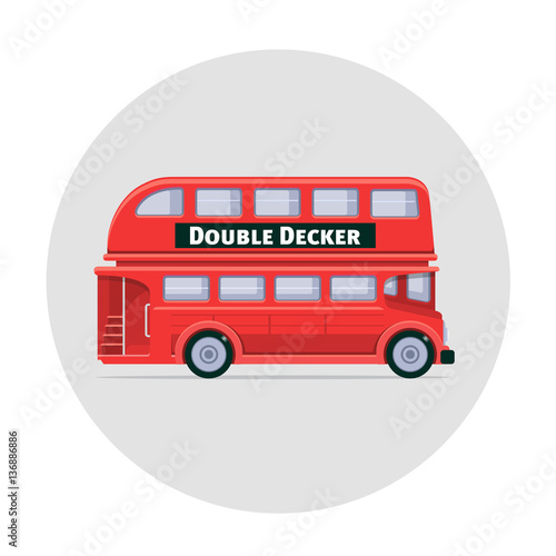 Vector double decker bus england icon illustration red