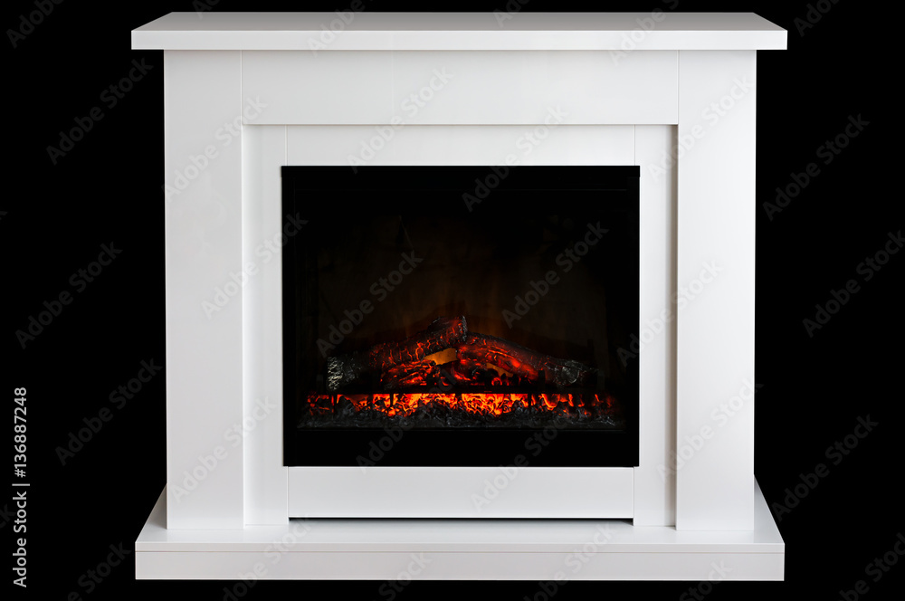 Burning fireplace isolated on black background Burning fireplace isolated on black background