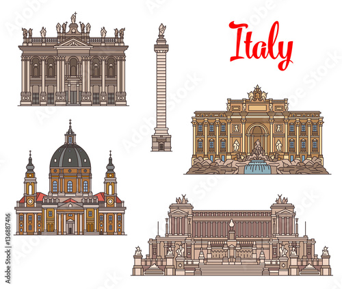 Italian travel landmarks and sightseens