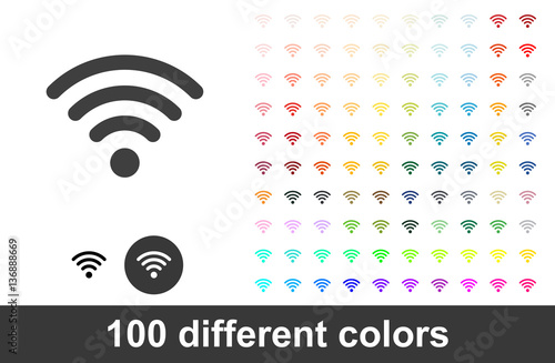 Wi-Fi - Wlan - Symbol in 100 Farben