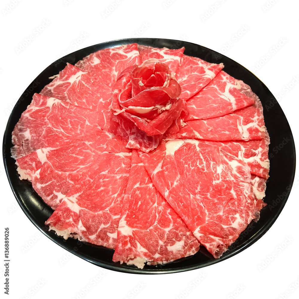 Big Group Of Sliced Beef In The Form Of Rose Big Group Of Sliced Beef In The Form Of Rose