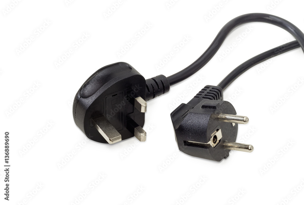 Two AC power plugs of two different standards Two AC power plugs of two different standards