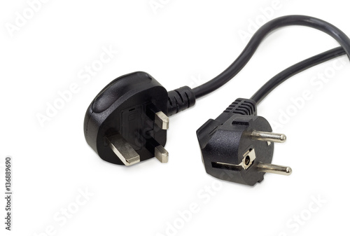 Two AC power plugs of two different standards