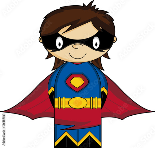 Cute Heroic Cartoon Superhero Kid