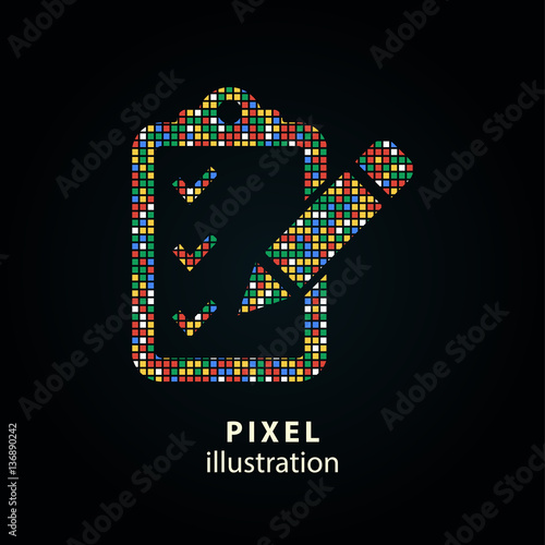 Clipboard pencil - pixel illustration.