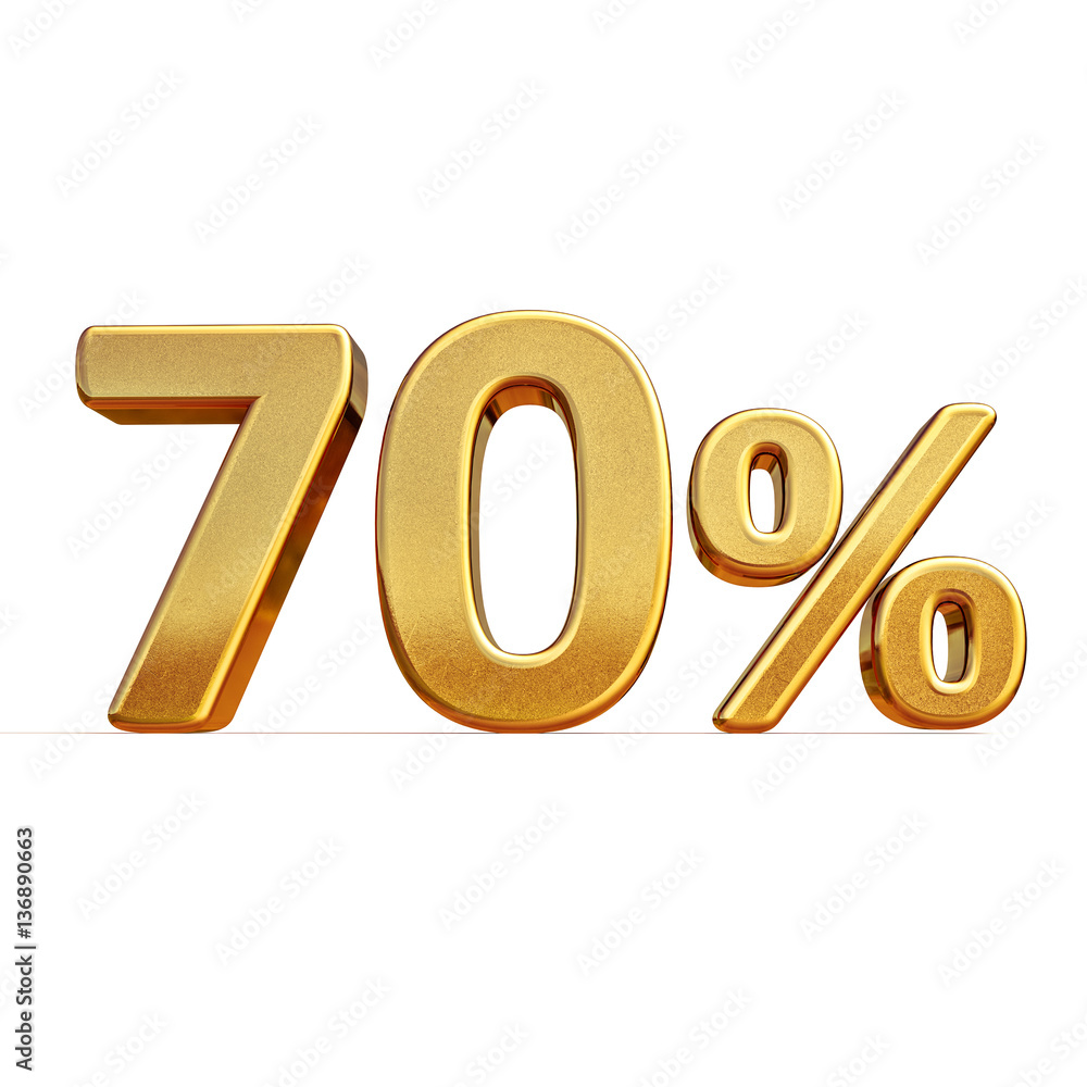 3d Gold 70 Seventy Percent Discount Sign 3d Gold 70 Seventy Percent Discount Sign