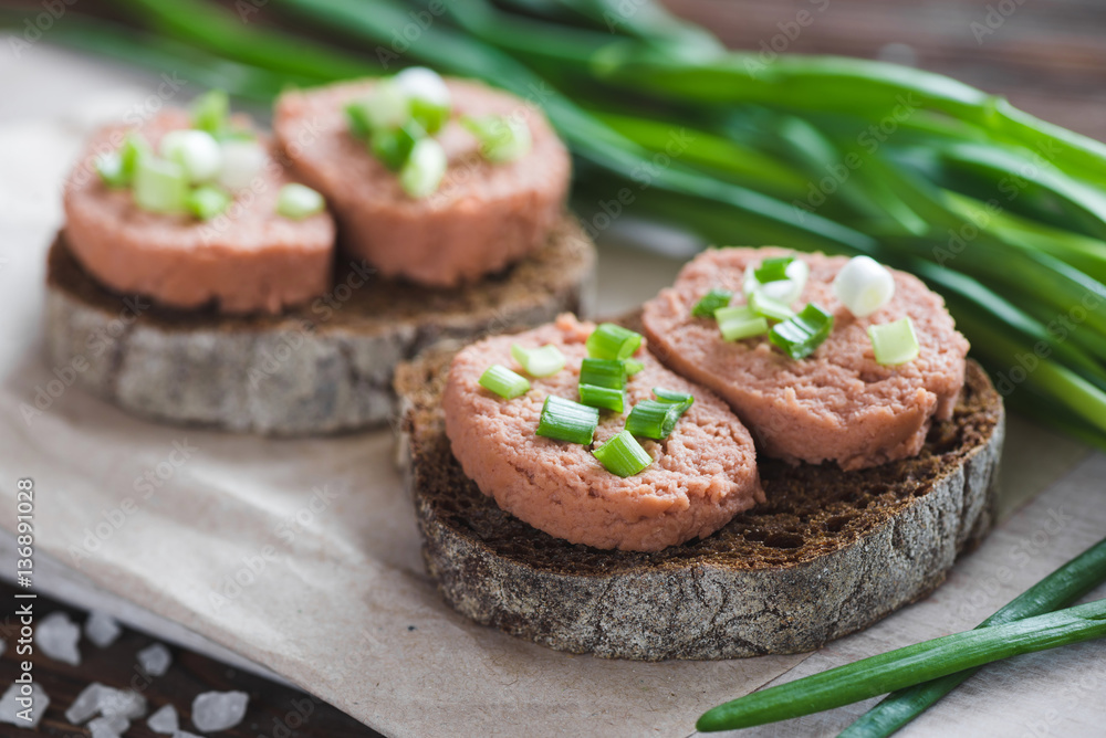Sandwiches with soy wheat vegan pate Sandwiches with soy wheat vegan pate
