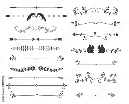 Vector dividers calligraphic line element.