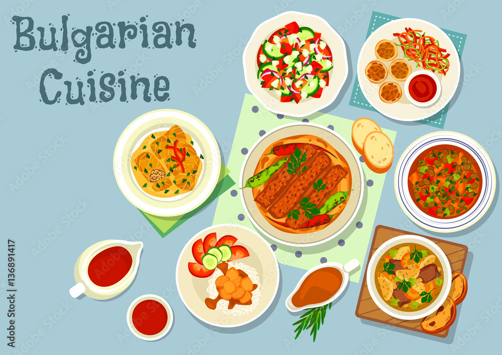 Bulgarian cuisine savory dishes icon design Bulgarian cuisine savory dishes icon design