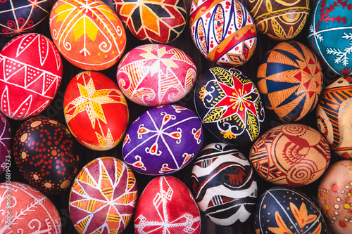 Mix of easter eggs with the traditional designs. photo