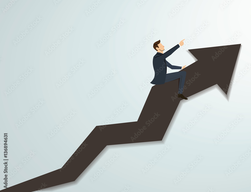 Businessman on arrow icon background vector Businessman on arrow icon background vector