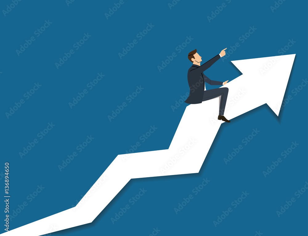 Businessman on arrow icon background vector Businessman on arrow icon background vector