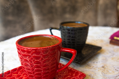 natural coffee with crema in Cup