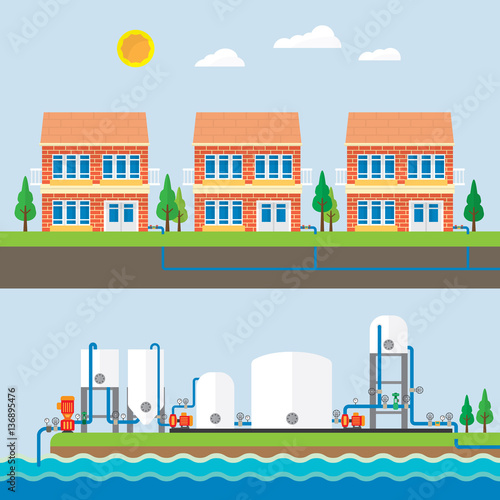 water treatment plant and water supply in pipe underground system