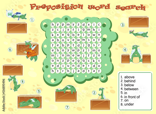 Logic game for learning English. Find the hidden words by vertic