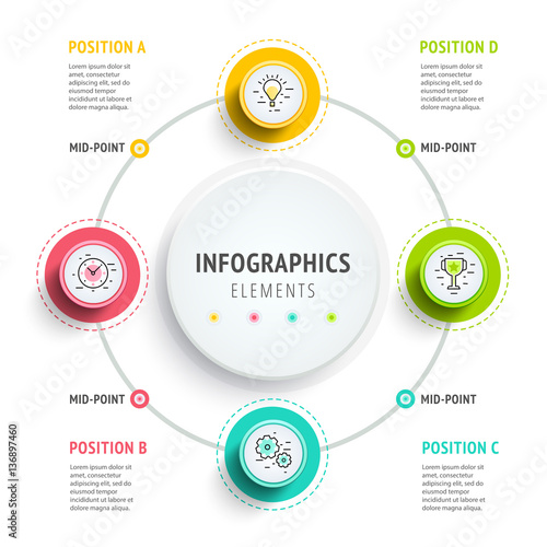 Circle infographics elements design. Abstract business workflow