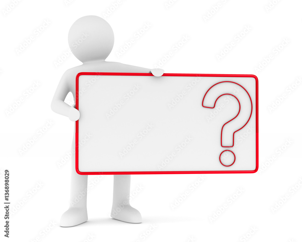 billboard with question on white background. Isolated 3D image billboard with question on white background. Isolated 3D image