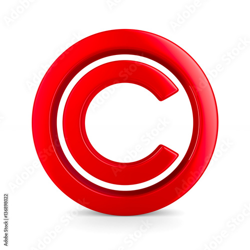 sign copyright on white background. Isolated 3D image