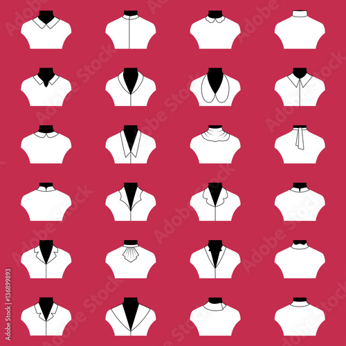 Set of types of collars, vector illustration