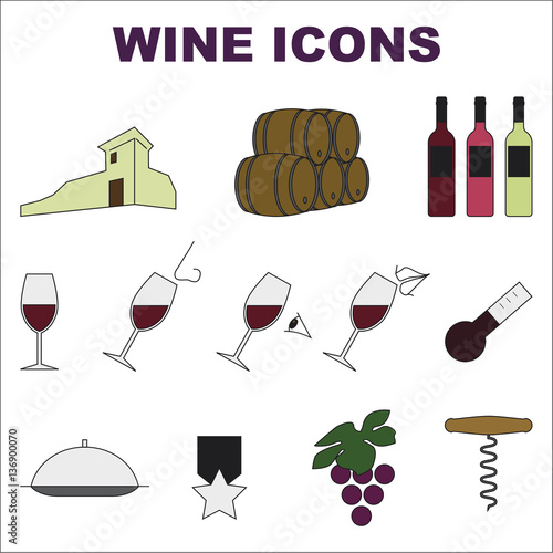 iconos de vino en color