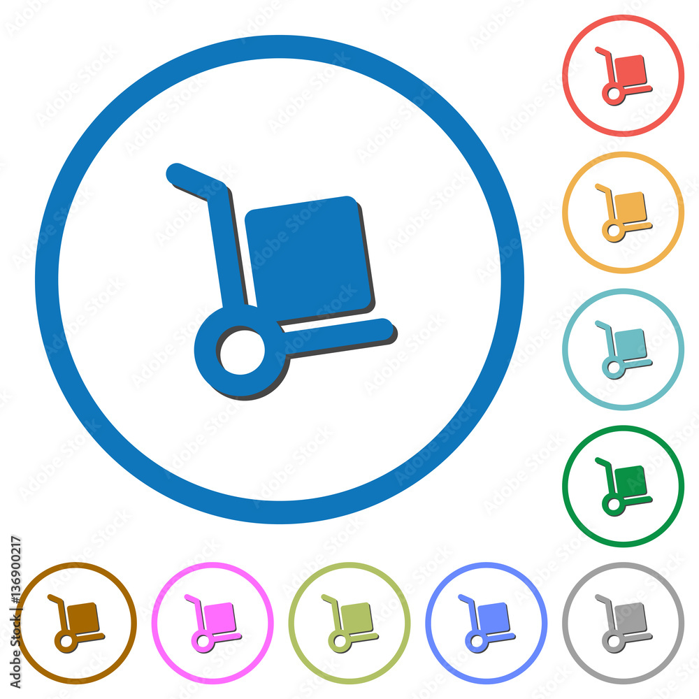 Hand truck icons with shadows and outlines Hand truck icons with shadows and outlines