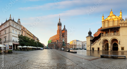 Historic Krakow Market Square in the Morning, Poland