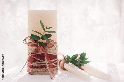 White wedding decoration candles