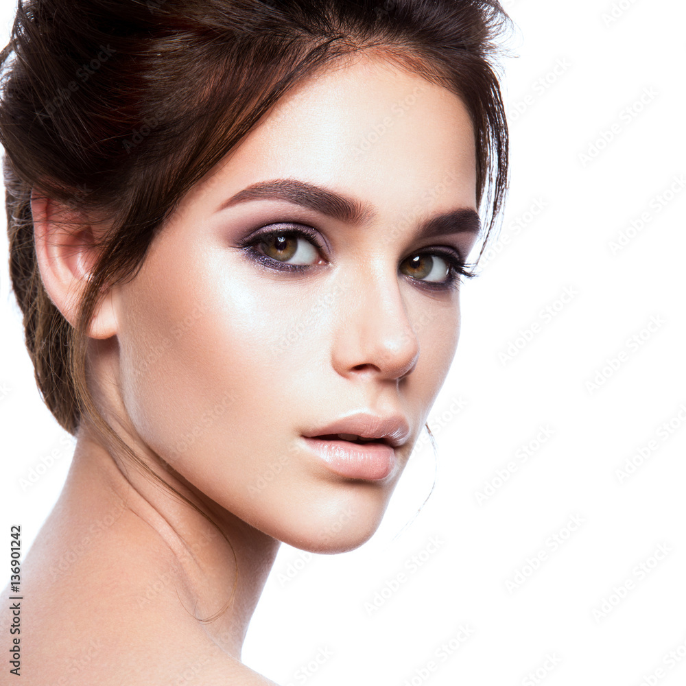 portrait of beautiful woman with nude make-up portrait of beautiful woman with nude make-up