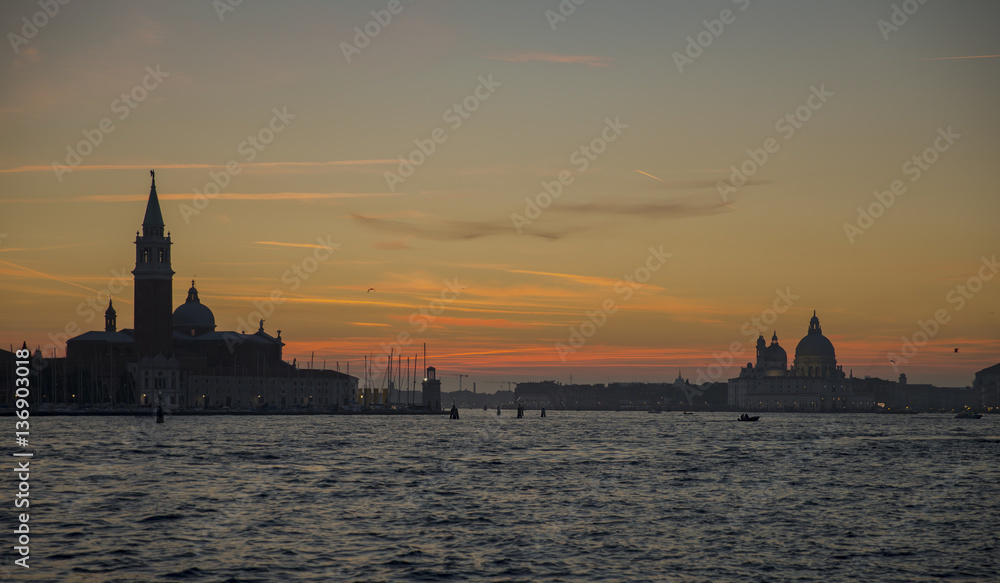 Venice panorama during sunset