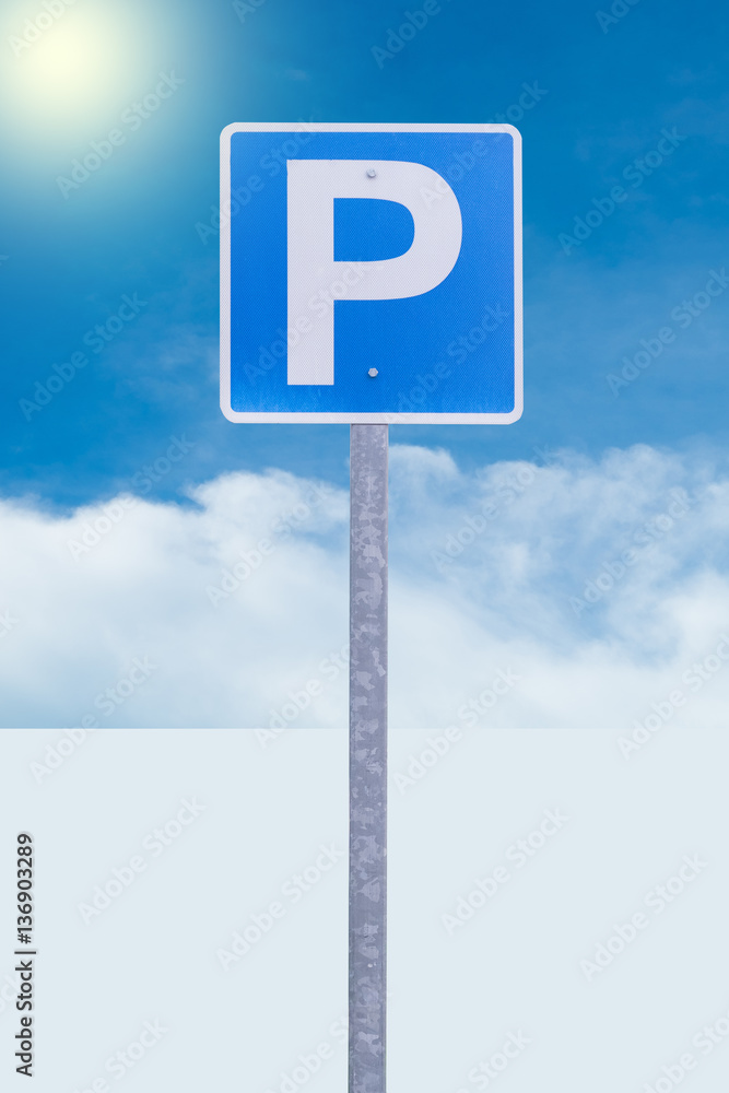 Parking sign on sky and cloud background. Parking sign on sky and cloud background.