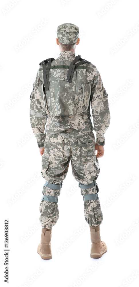 Soldier in camouflage isolated on white Soldier in camouflage isolated on white