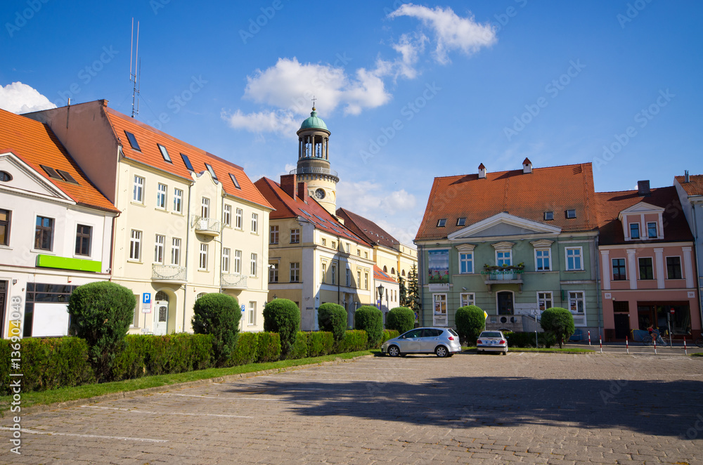 Town square of Rawicz, Poland