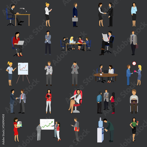 office people flat icon set