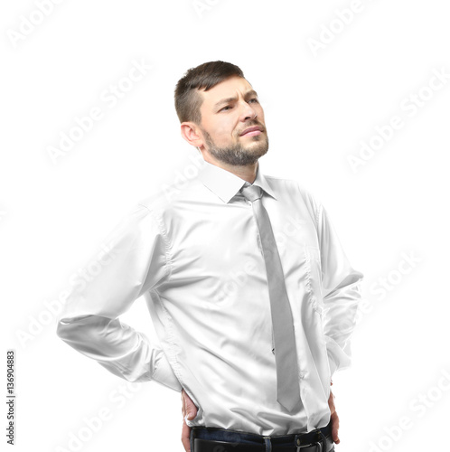 Young man with back pain on...