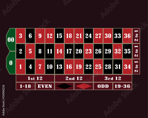 Traditional American Roulette Table vector illustration