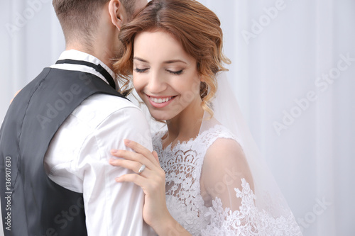 Cute wedding couple dancing...