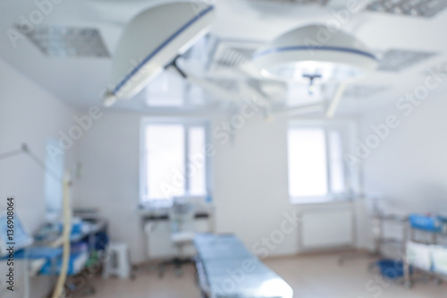 Interior of operating room in modern clinic  blurred view