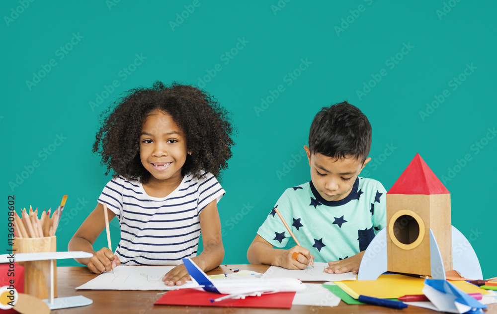 Little Children Drawing Sketching Concept Little Children Drawing Sketching Concept