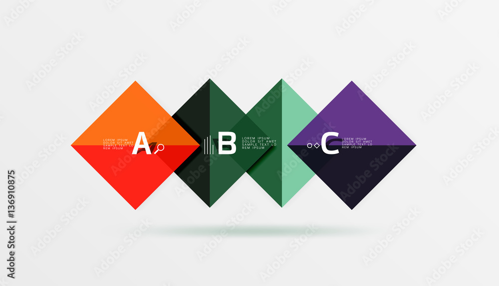 Modern flying square infographic Modern flying square infographic