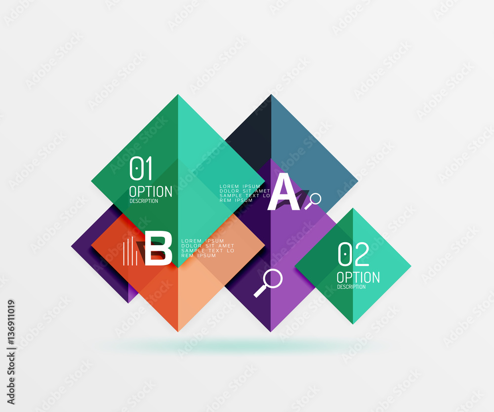 Modern flying square infographic Modern flying square infographic