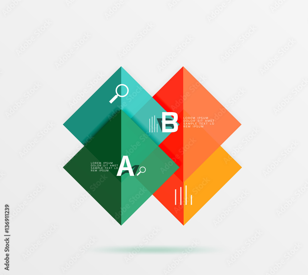 Modern flying square infographic Modern flying square infographic