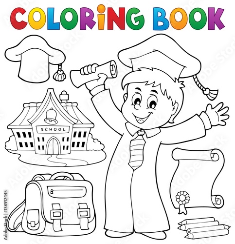 Coloring book graduation theme 1