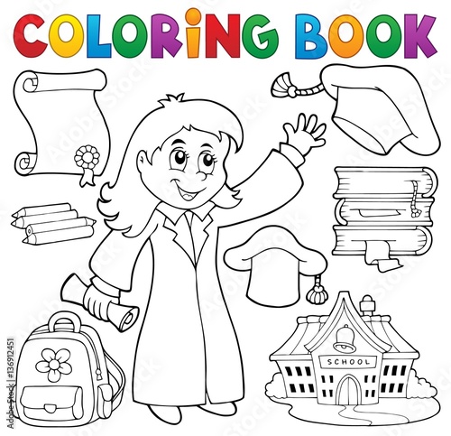 Coloring book graduation theme 2