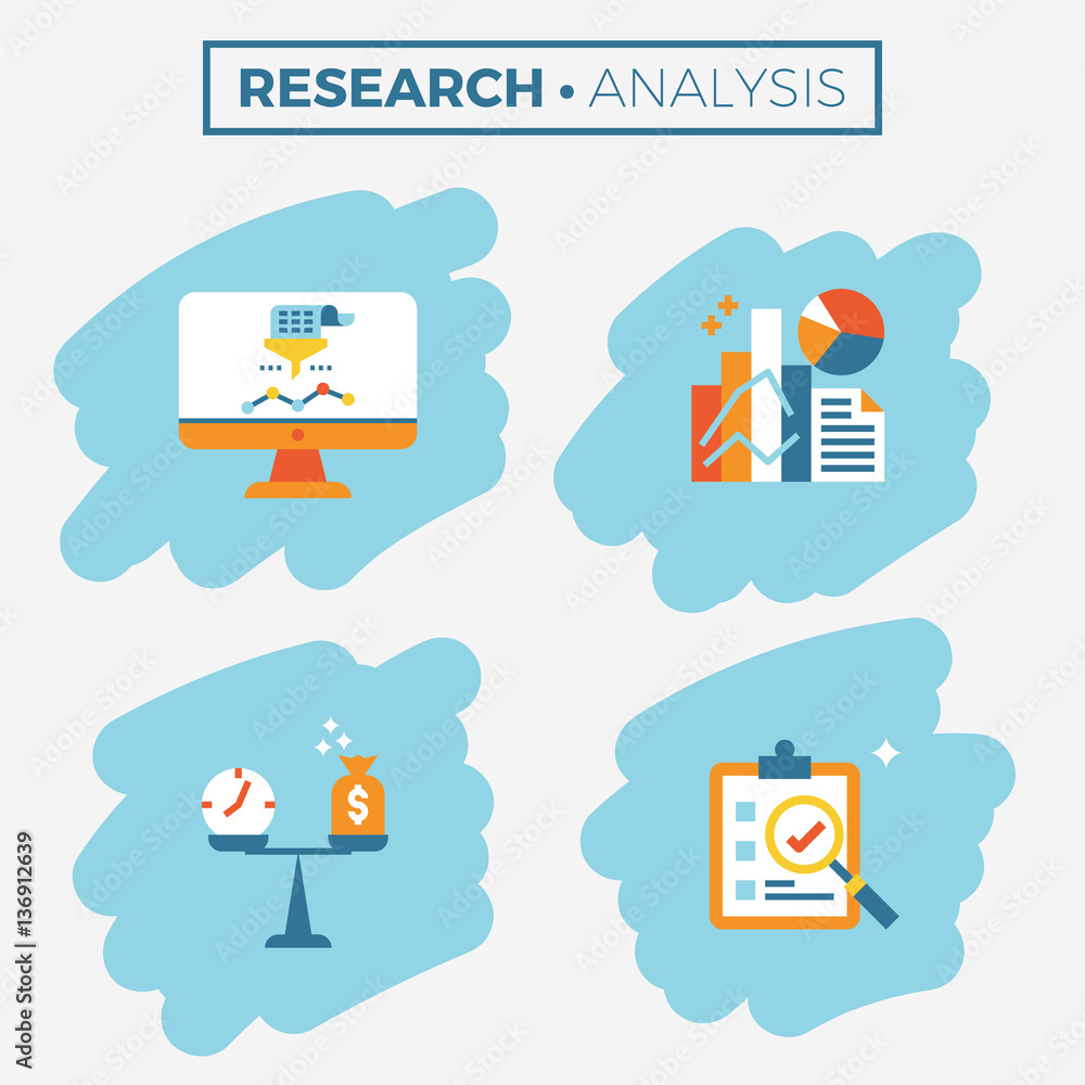 Research and analysis icon illustration
