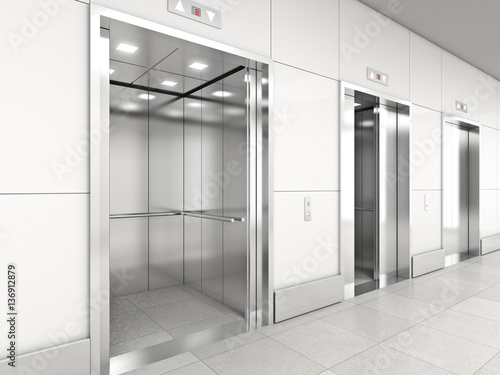 metal elevators open doors background, modern, oppurtunity choice photo