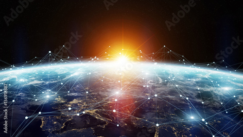 Data exchange and global network over the world 3D rendering © sdecoret
