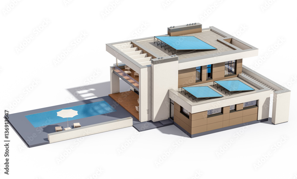 3d rendering of modern cozy house 3d rendering of modern cozy house