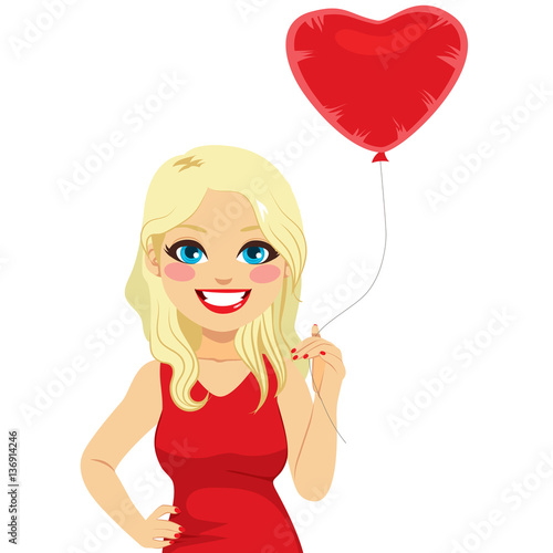 Beautiful blonde woman hold...
