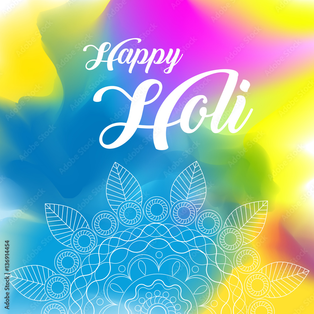 Happy Holi greeting vector background concept design element with ...